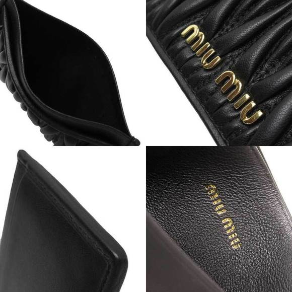 Miu Miu Matelasse leather Case pass Black - Picture 1 of 3